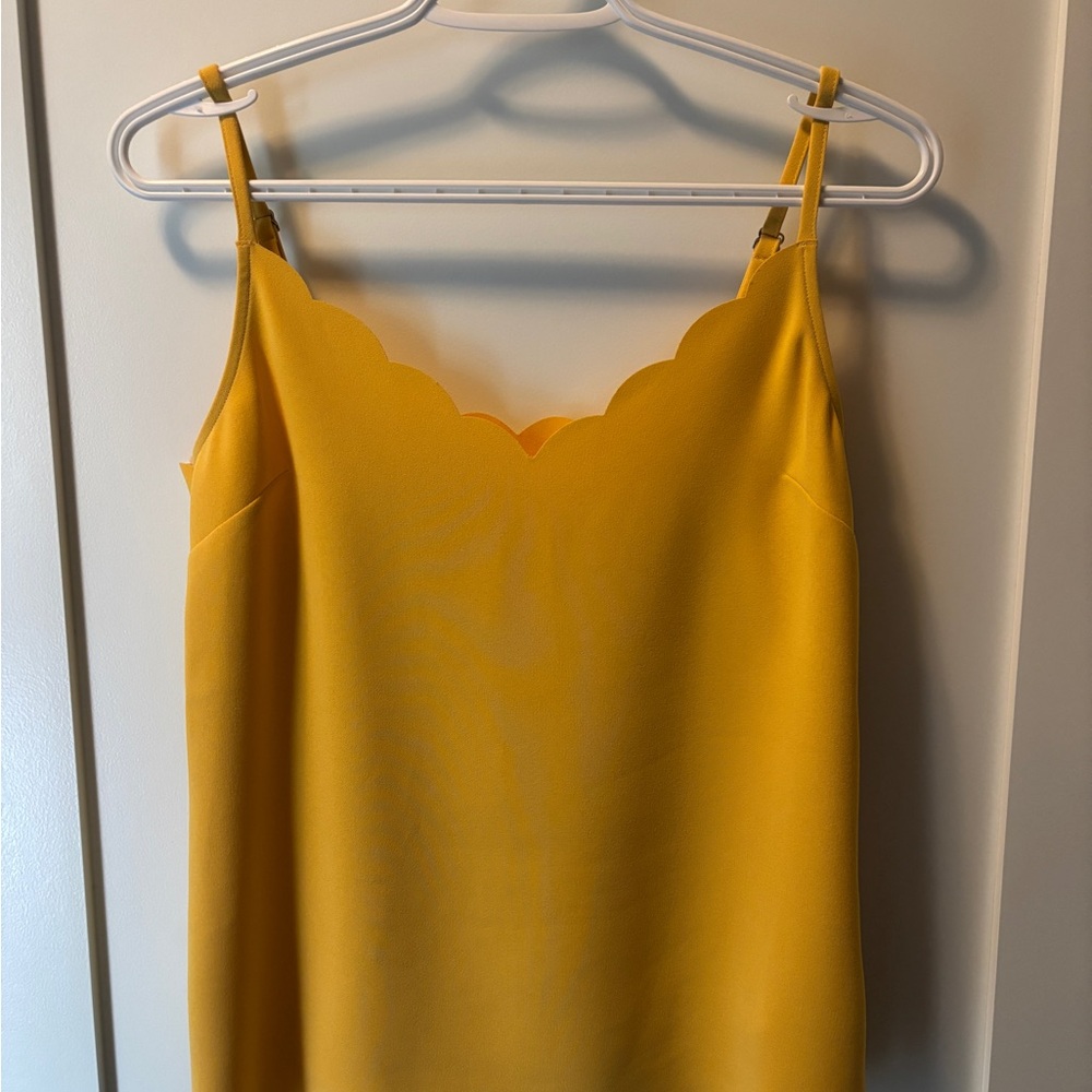 Ted Baker Scallop Neck Satin Cami in Mustard Yellow